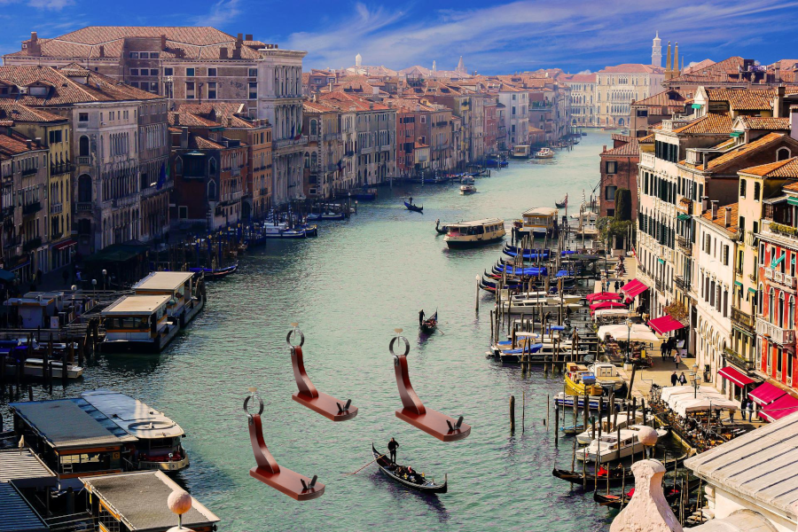 Jamoneros de góndola en Venecia